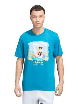 adidas Originals - Men Blue Graphic Printed Adventure T-shirt