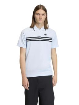 adidas Originals - Men Blue Stripes Zipper Slim Polo T-shirt