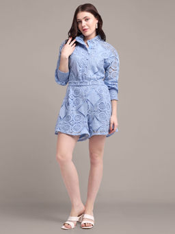 IKI CHIC - Blue Lace Detail Shirt and Shorts (Set of 2)