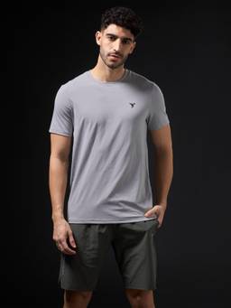 Technosport - Men Solid Slim Fit Round Neck Sports T-Shirt with Cot Flex