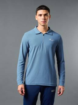 Technosport - Men Solid Slim Fit Polo Sports T-Shirt With Matpiq