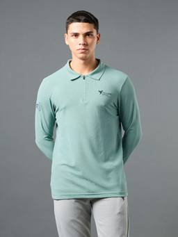 Technosport - Men Solid Slim Fit Polo Sports T-Shirt With Matpiq