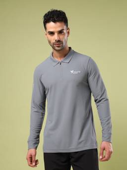 Technosport - Men Solid Slim Fit Polo Sports T-Shirt With Matpiq
