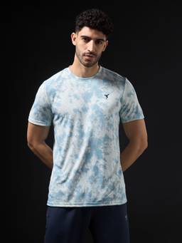 Technosport - Men Abstract Print Slim Fit Round Neck Sports T-Shirt With Technocool