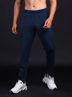 Technosport - Men Navy Blue Solid Slim Fit Sports Trackpant With 4 Way Crispy