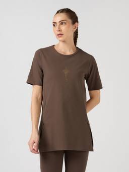 Technosport - Brown Women's Soft Stretch Gym Yoga Performance Sports T-Shirt
