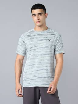 Technosport - Aqua Men Self Design Slim Fit Round Neck Sports T-Shirt