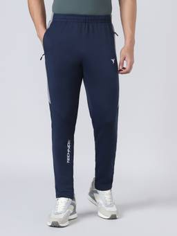 Technosport - Men Solid Slim Fit Sports Navy Blue Trackpant