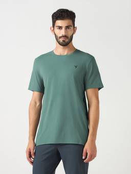 Technosport - Men Solid Slim Fit Round Neck Sports T-shirt with COTFLEX