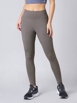 Technosport - Women Slim Fit Grey Solid Sports Tights