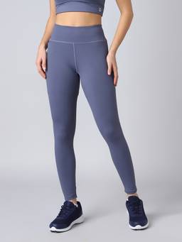 Technosport - Women Slim Fit Blue Solid Sports Tights