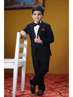 devils n angels - Majestic Black Coloured Party Wear Coat Suit for Boys (Set of 5)