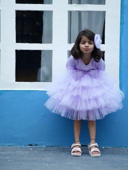devils n angels - Sequin Lavender Dress with Hair Pin for Girls (Set of 2)