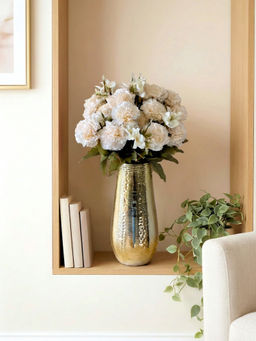 Mason Home - Artificial White Carnation Flowers (Pack Of 2)