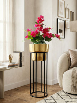 Mason Home - Pink Artificial Bloom Bougainvillea Plant With Pot (2.5 Feet)