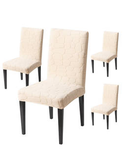 House of Quirk - Beige Stretch Dining Chair Covers (Pack Of 4)
