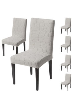 House of Quirk - Grey Stretch Dining Chair Covers (Pack Of 6)