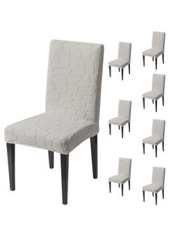 House of Quirk - Grey Stretch Dining Chair Covers (Pack Of 8)