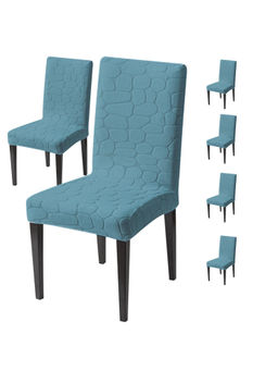 House of Quirk - Light Blue Stretch Dining Chair Covers (Pack Of 6)