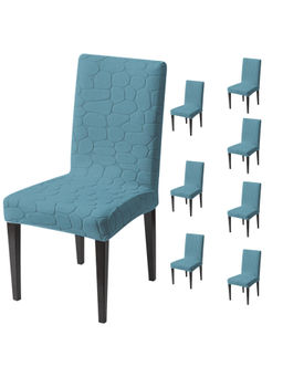 House of Quirk - Light Blue Stretch Dining Chair Covers (Pack Of 8)