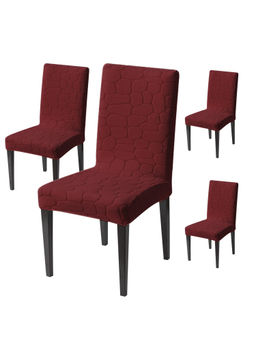 House of Quirk - Maroon Stretch Dining Chair Covers (Pack Of 4)