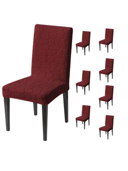 House of Quirk - Maroon Stretch Dining Chair Covers (Pack Of 8)