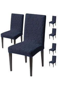 House of Quirk - Navy Blue Stretch Dining Chair Covers (Pack Of 6)