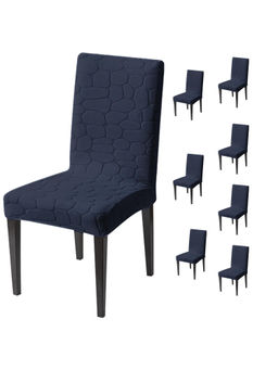 House of Quirk - Navy Blue Stretch Dining Chair Covers (Pack Of 8)