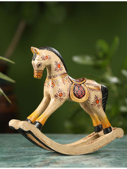 Revive Home - Beige Elegance In Motion Rocking Horse Figurine