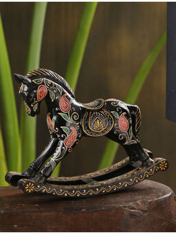 Revive Home - Black Elegance In Motion Rocking Horse Figurine