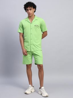 Griffel - Men Green Oversized Cotton Solid Co-Ord Set