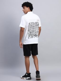 Griffel - Men White Oversized Cotton Printed Co-Ord Set