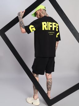 Griffel - Men Green Oversized Cotton Typography Co-Ord Set