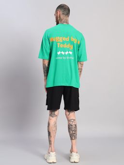 Griffel - Men Green Oversized Cotton Typography Co-Ord Set