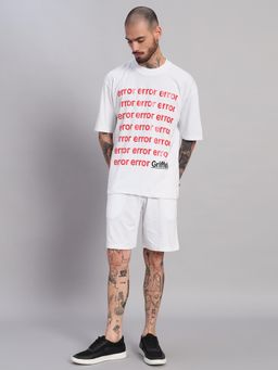Griffel - Men White Oversized Cotton Typography Co-Ord Set