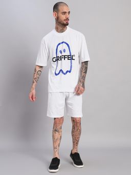Griffel - Men White Oversized Cotton Typography Co-Ord Set