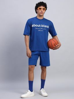 Griffel - Men Blue Oversized Cotton Typography Co-Ord Set