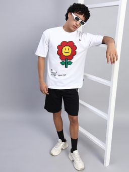 Griffel - Men White Oversized Cotton Floral Co-Ord Set