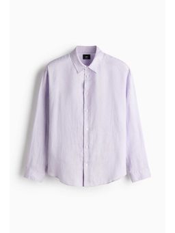 H&M - Men Purple Relaxed Fit Linen Shirt