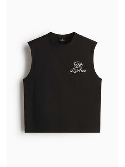 H&M - Men Black Loose Fit Printed Vest Top
