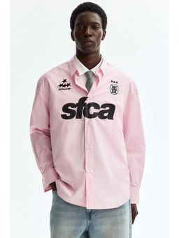 H&M - Men Pink Relaxed Fit Printed Cotton Poplin Shirt
