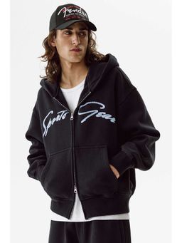H&M - Men Blue Oversized Fit Zip-Through Hoodie