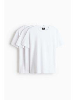 H&M - Men White 3-Pack Slim Fit T-Shirts