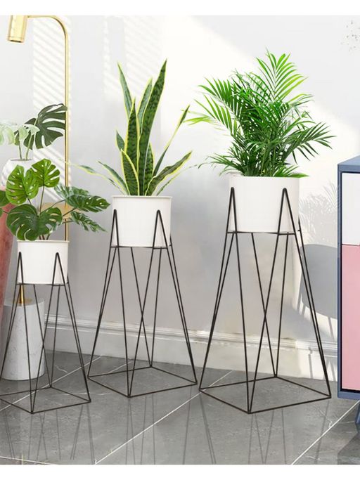 Homesake Metal Planters Indoor 3 Pieces Diamond Black