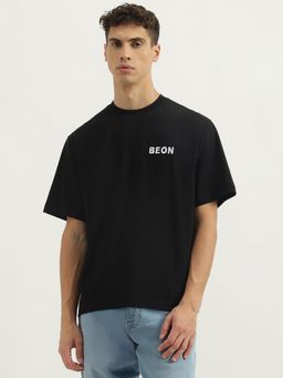 United Colors of Benetton - Black Boxy Fit Round Neck Printed T-Shirt