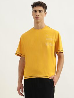 United Colors of Benetton - Yellow Boxy Fit Round Neck Typography T-Shirt