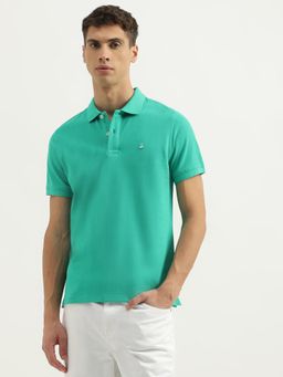 United Colors of Benetton - Green Relaxed Fit Collar Neck Solid Polo T-Shirt