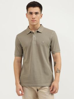 United Colors of Benetton - Beige Regular Fit Collar Neck Solid Polo T-Shirt
