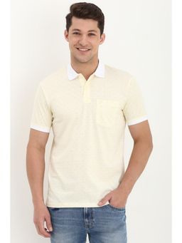 Allen Solly - Men Yellow Print Collar Neck Polo T-Shirt