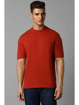 Louis Philippe - Men Red Solid Crew Neck T-Shirt